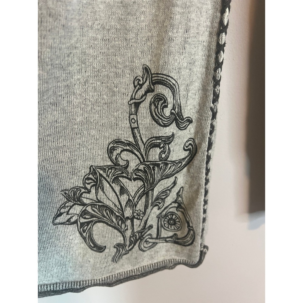 Sanctuary Organic Cotton Sweater Hoodie Grey Long Sleeve Floral Graphic S - Picture 4 of 6